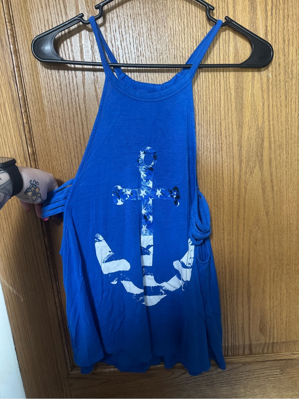 No Boundaries Royal Blue Anchor Tank Top